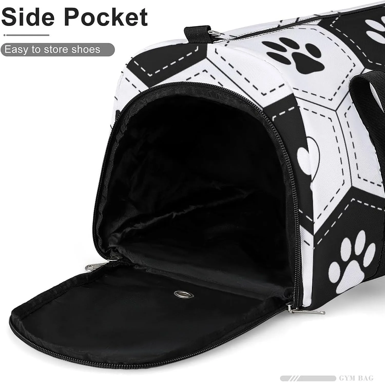 Sport Gym Duffel with Shoe Compartment Wet Pocket, Footprints-pet-hexagonal-grid Shoulder Travel Bag for Women Men, style-1