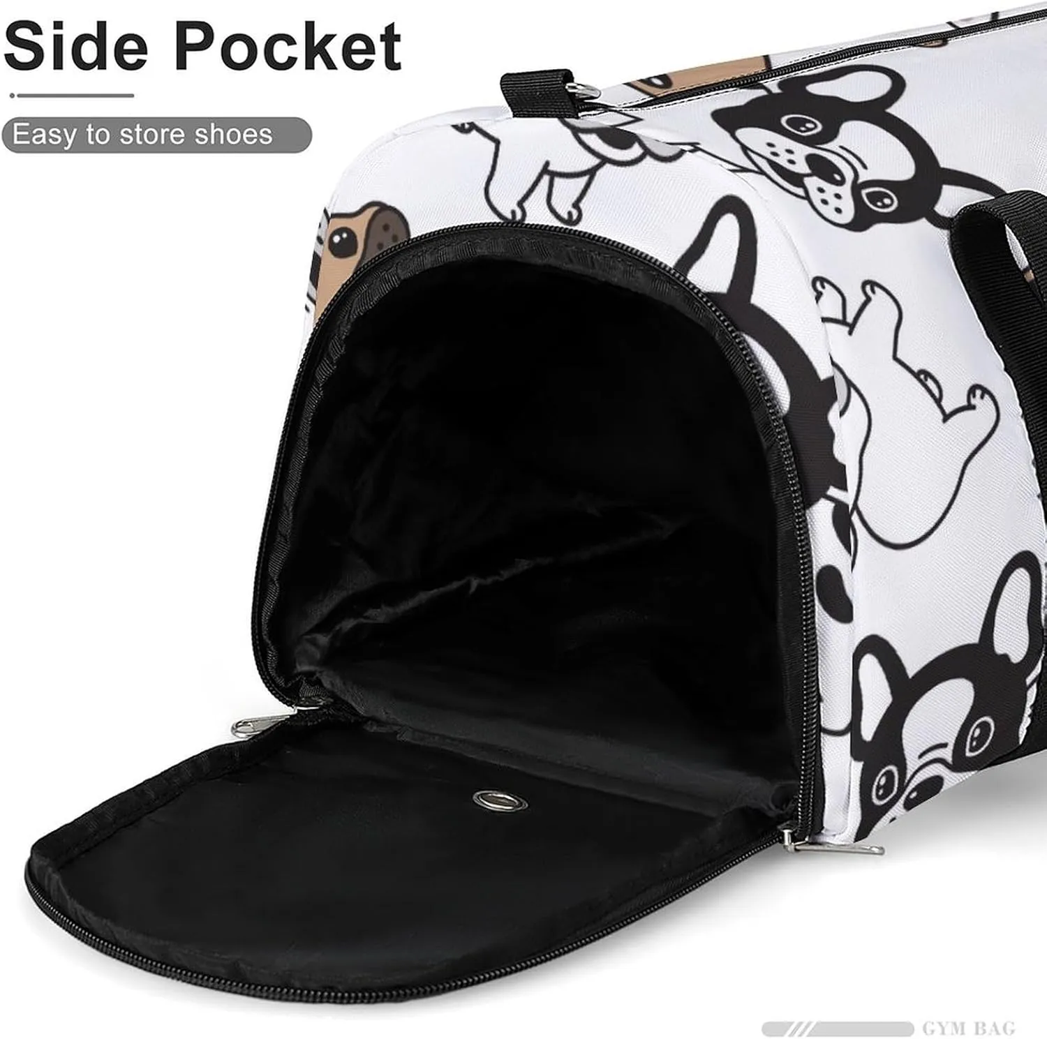 Sport Gym Duffel with Shoe Compartment Wet Pocket, French-bulldog-pattern-cartoon Shoulder Travel Bag for Women Men, style-2