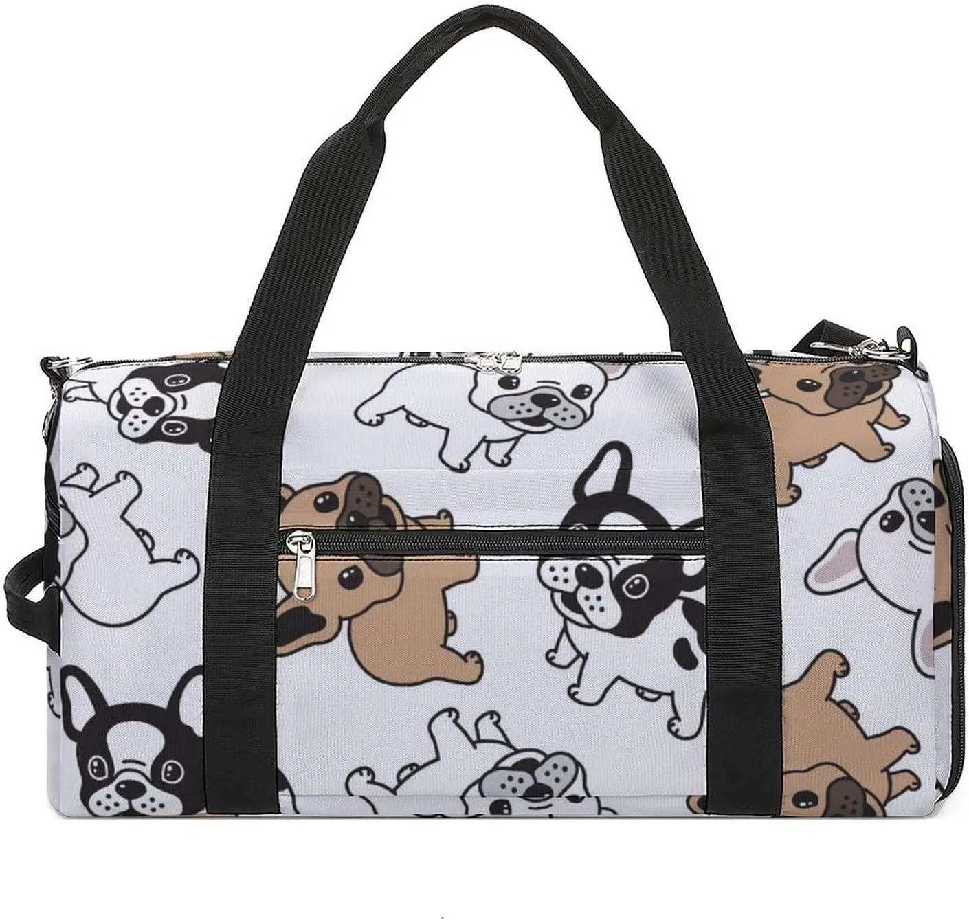 Sport Gym Duffel with Shoe Compartment Wet Pocket, French-bulldog-pattern-cartoon Shoulder Travel Bag for Women Men, style-2