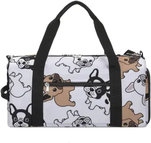 Sport Gym Duffel with Shoe Compartment Wet Pocket, French-bulldog-pattern-cartoon Shoulder Travel Bag for Women Men, style-2
