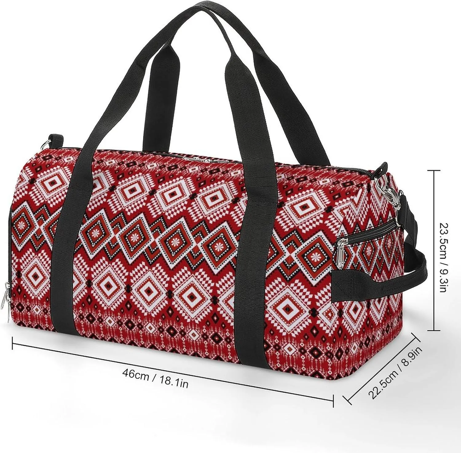 Sport Gym Duffel with Shoe Compartment Wet Pocket, Geometric-ethnic-asian-oriental Shoulder Travel Bag for Women Men