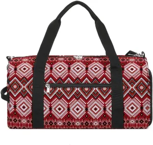 Sport Gym Duffel with Shoe Compartment Wet Pocket, Geometric-ethnic-asian-oriental Shoulder Travel Bag for Women Men