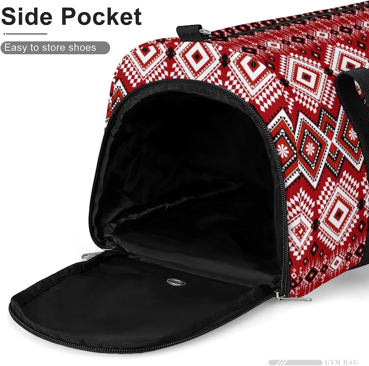 Sport Gym Duffel with Shoe Compartment Wet Pocket, Geometric-ethnic-asian-oriental Shoulder Travel Bag for Women Men