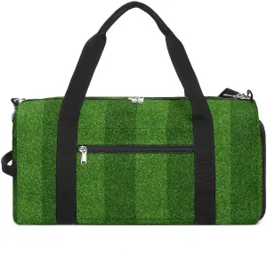 Sport Gym Duffel with Shoe Compartment Wet Pocket, Green-grass-field-pattern Shoulder Travel Bag for Women Men, style-3