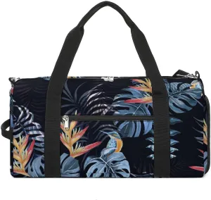 Sport Gym Duffel with Shoe Compartment Wet Pocket, Heliconia-bird-tropical-print Shoulder Travel Bag for Women Men
