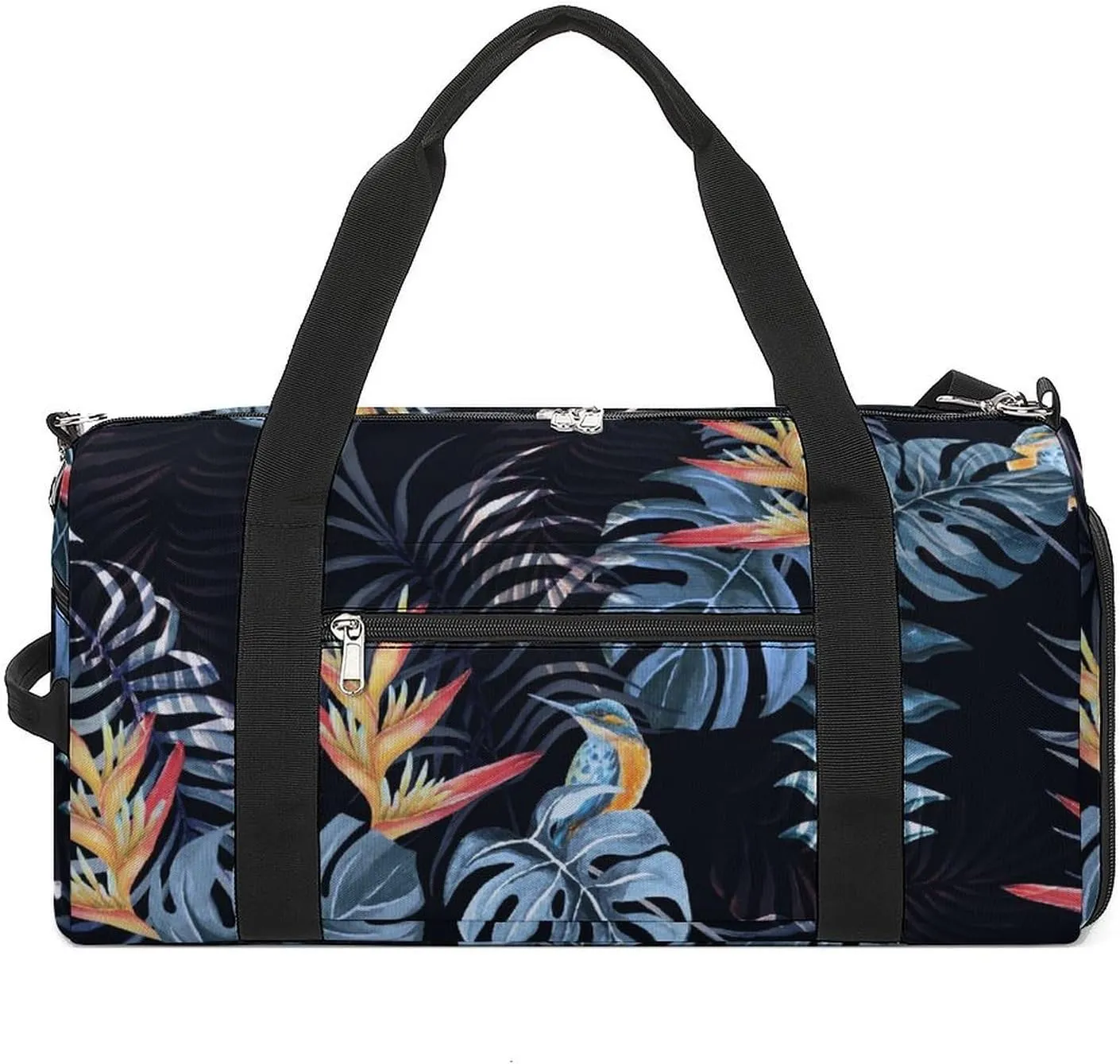 Sport Gym Duffel with Shoe Compartment Wet Pocket, Heliconia-bird-tropical-print Shoulder Travel Bag for Women Men
