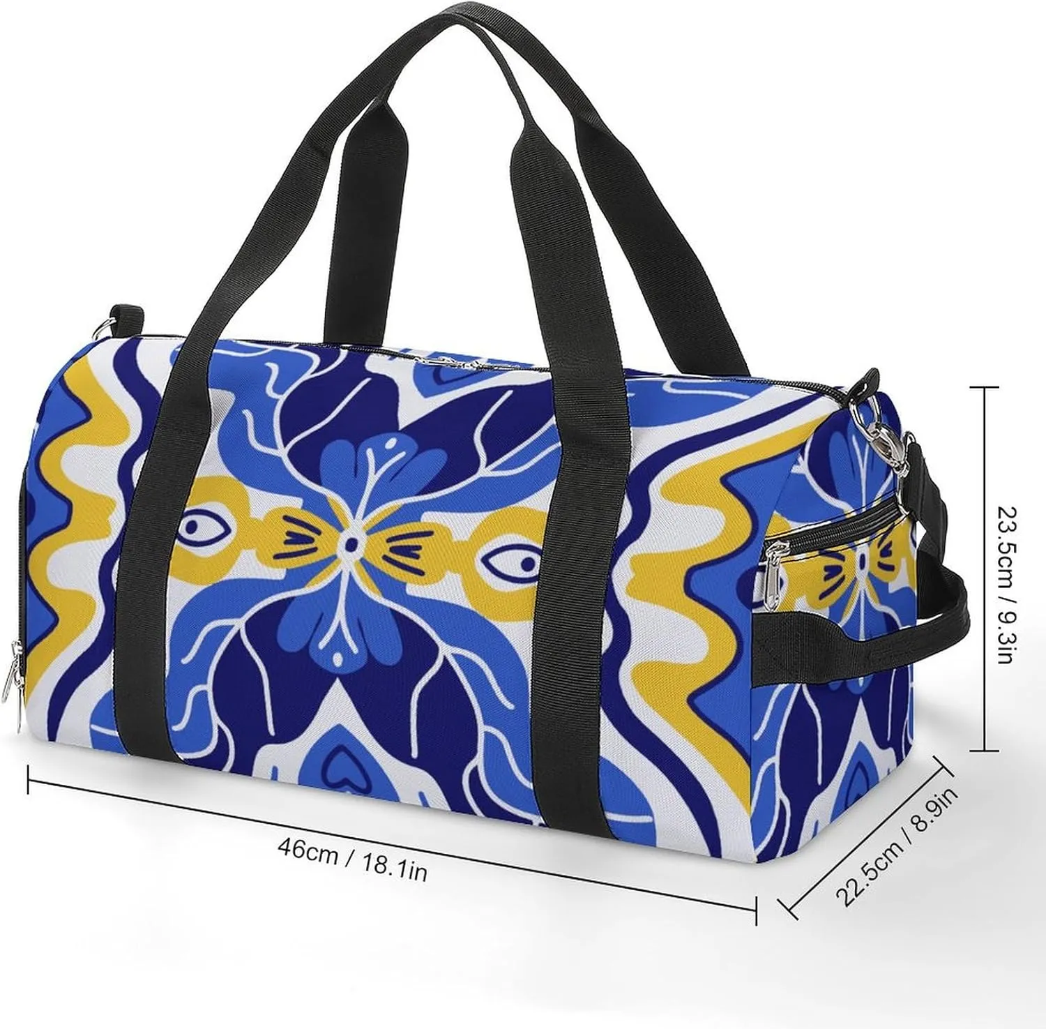 Sport Gym Duffel with Shoe Compartment Wet Pocket, Majolica-patterns3 Shoulder Travel Bag for Women Men