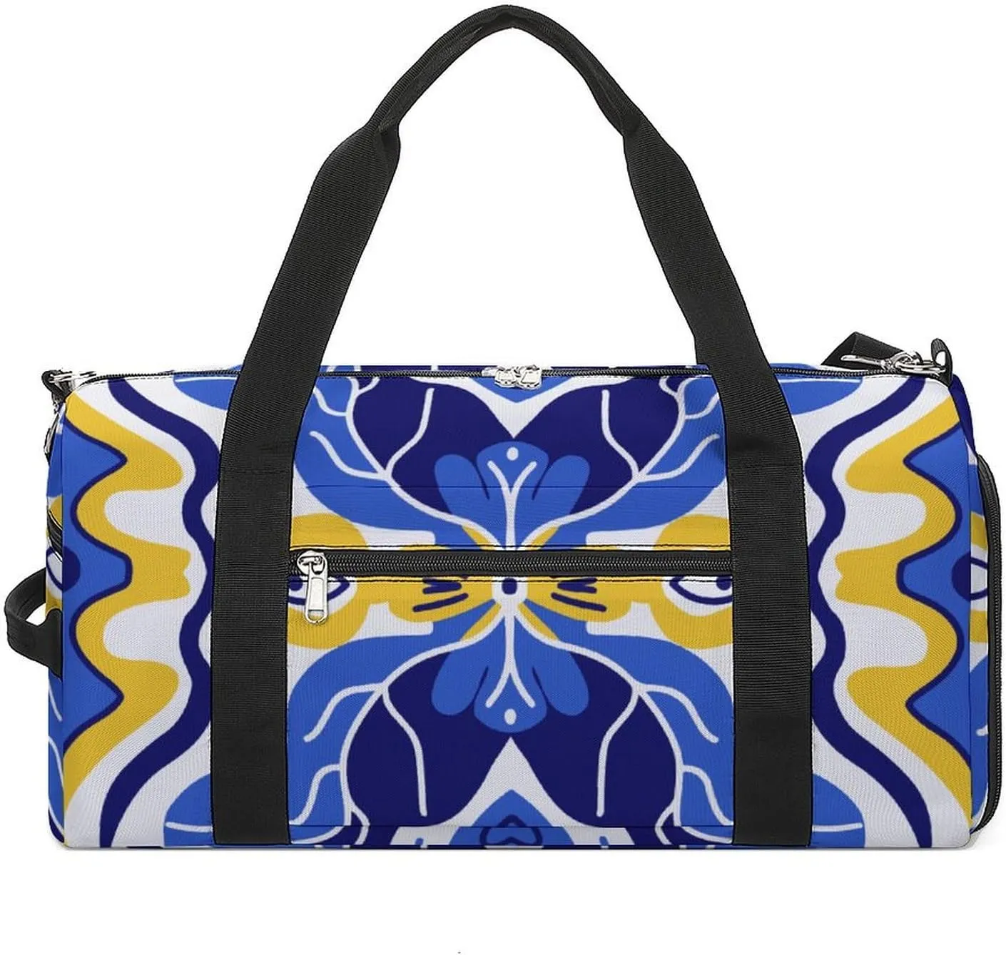 Sport Gym Duffel with Shoe Compartment Wet Pocket, Majolica-patterns3 Shoulder Travel Bag for Women Men