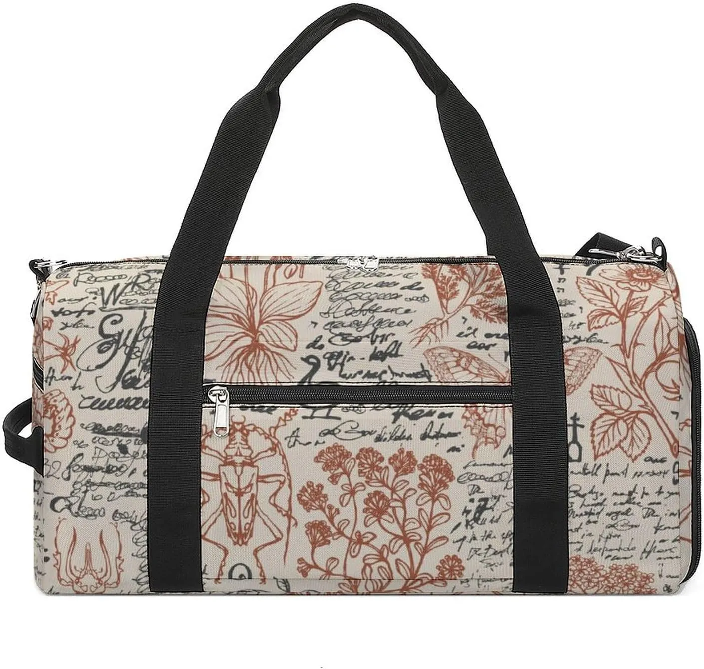 Sport Gym Duffel with Shoe Compartment Wet Pocket, Medicinal-herbs-print Shoulder Travel Bag for Women Men, style-4