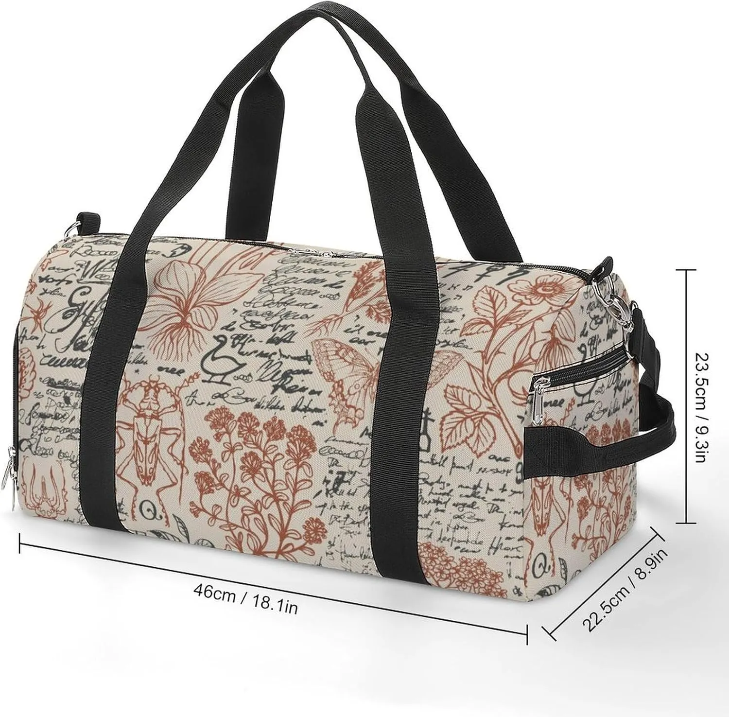Sport Gym Duffel with Shoe Compartment Wet Pocket, Medicinal-herbs-print Shoulder Travel Bag for Women Men, style-4