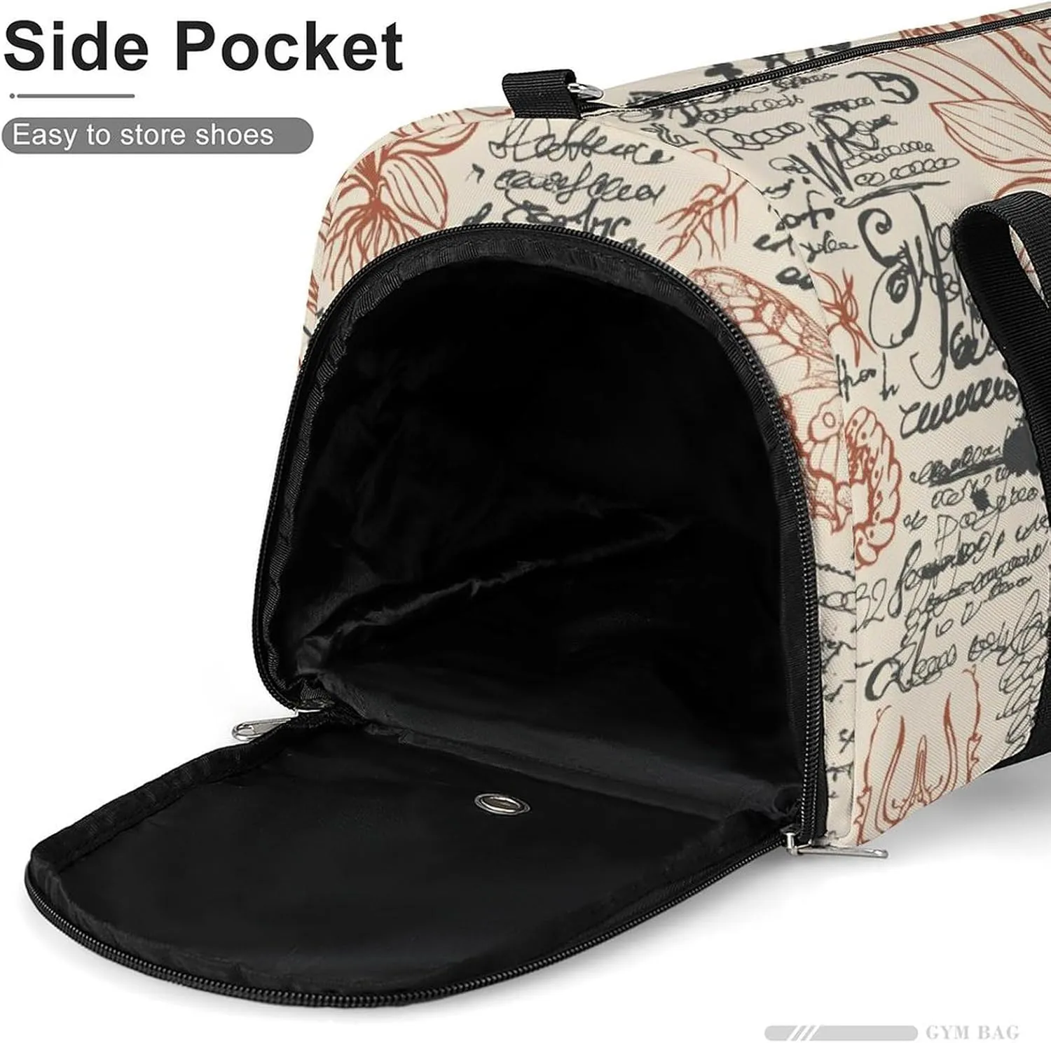 Sport Gym Duffel with Shoe Compartment Wet Pocket, Medicinal-herbs-print Shoulder Travel Bag for Women Men, style-4