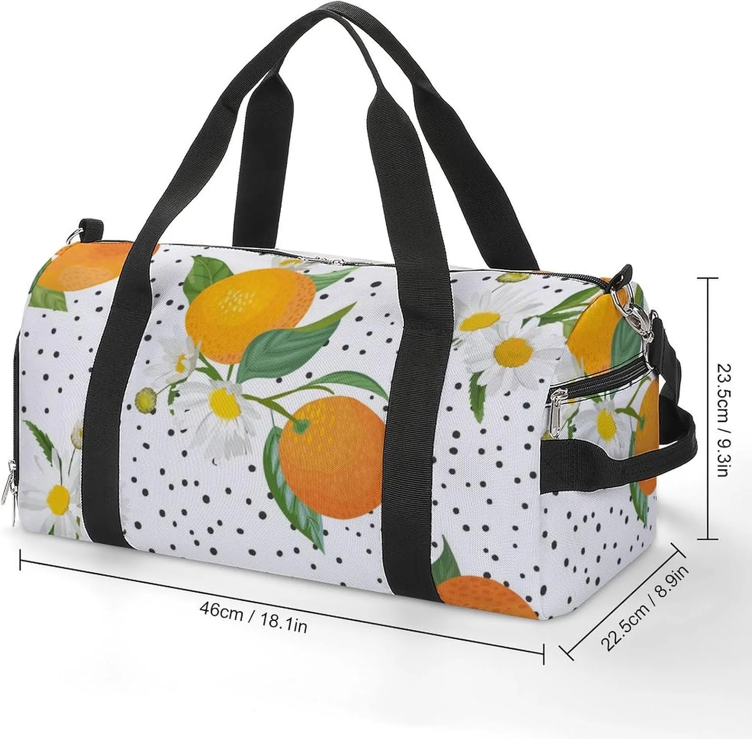 Sport Gym Duffel with Shoe Compartment Wet Pocket, Orange-pattern-with-tropic Shoulder Travel Bag for Women Men