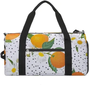 Sport Gym Duffel with Shoe Compartment Wet Pocket, Orange-pattern-with-tropic Shoulder Travel Bag for Women Men