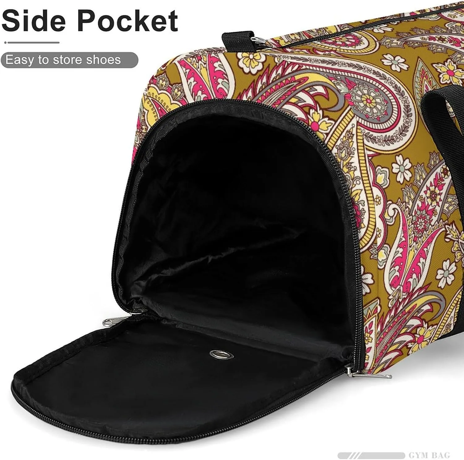 Sport Gym Duffel with Shoe Compartment Wet Pocket, Paisleys-indian-print Shoulder Travel Bag for Women Men, style-4