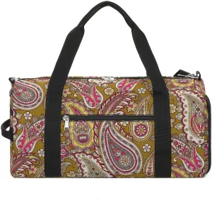 Sport Gym Duffel with Shoe Compartment Wet Pocket, Paisleys-indian-print Shoulder Travel Bag for Women Men, style-4