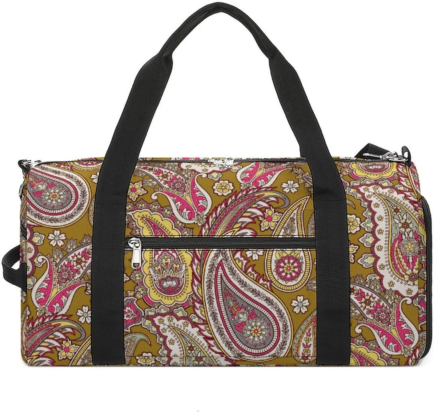 Sport Gym Duffel with Shoe Compartment Wet Pocket, Paisleys-indian-print Shoulder Travel Bag for Women Men, style-4