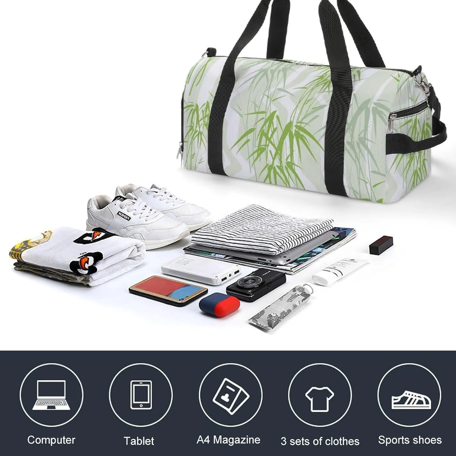 Sport Gym Duffel with Shoe Compartment Wet Pocket, Print Shoulder Travel Bag for Women Men, style
