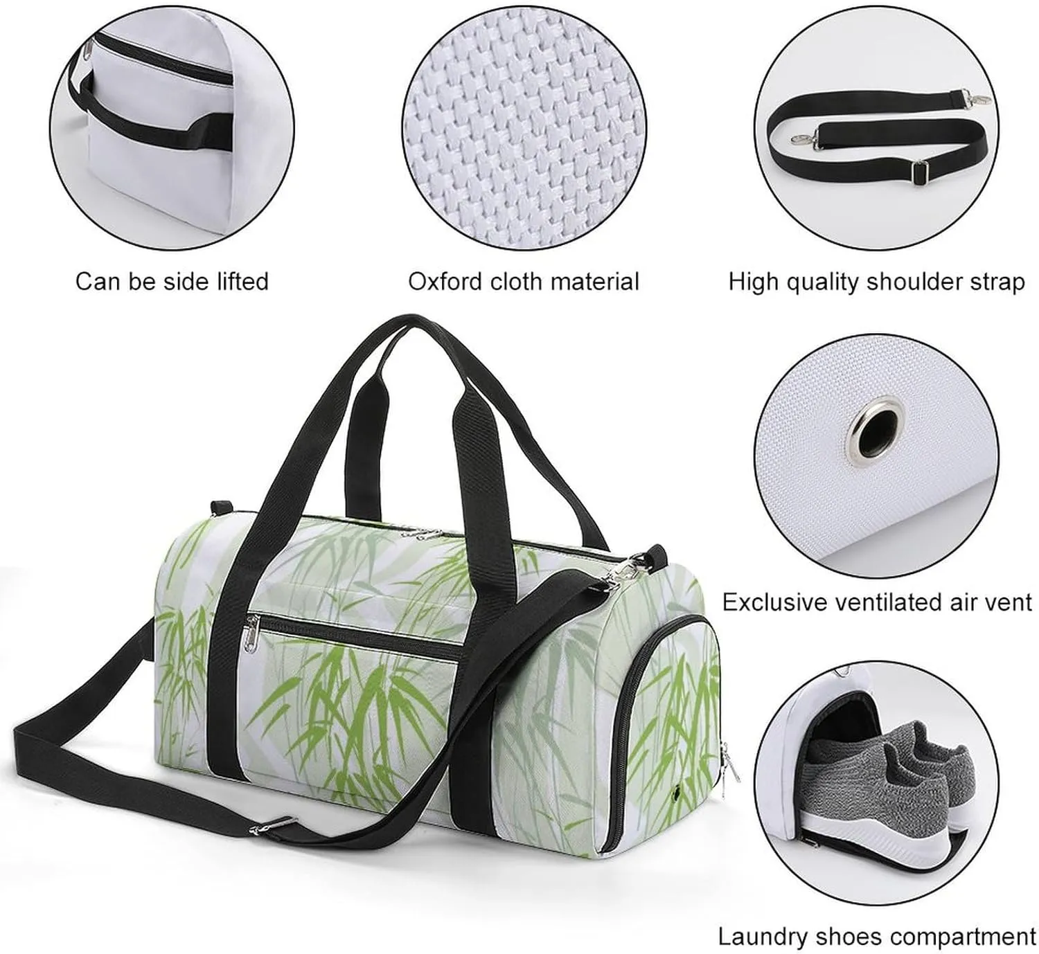 Sport Gym Duffel with Shoe Compartment Wet Pocket, Print Shoulder Travel Bag for Women Men, style