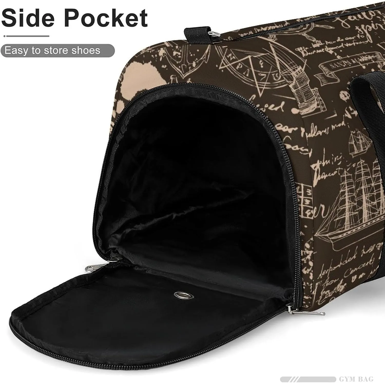 Sport Gym Duffel with Shoe Compartment Wet Pocket, Sea-travel-print Shoulder Travel Bag for Women Men, style-3