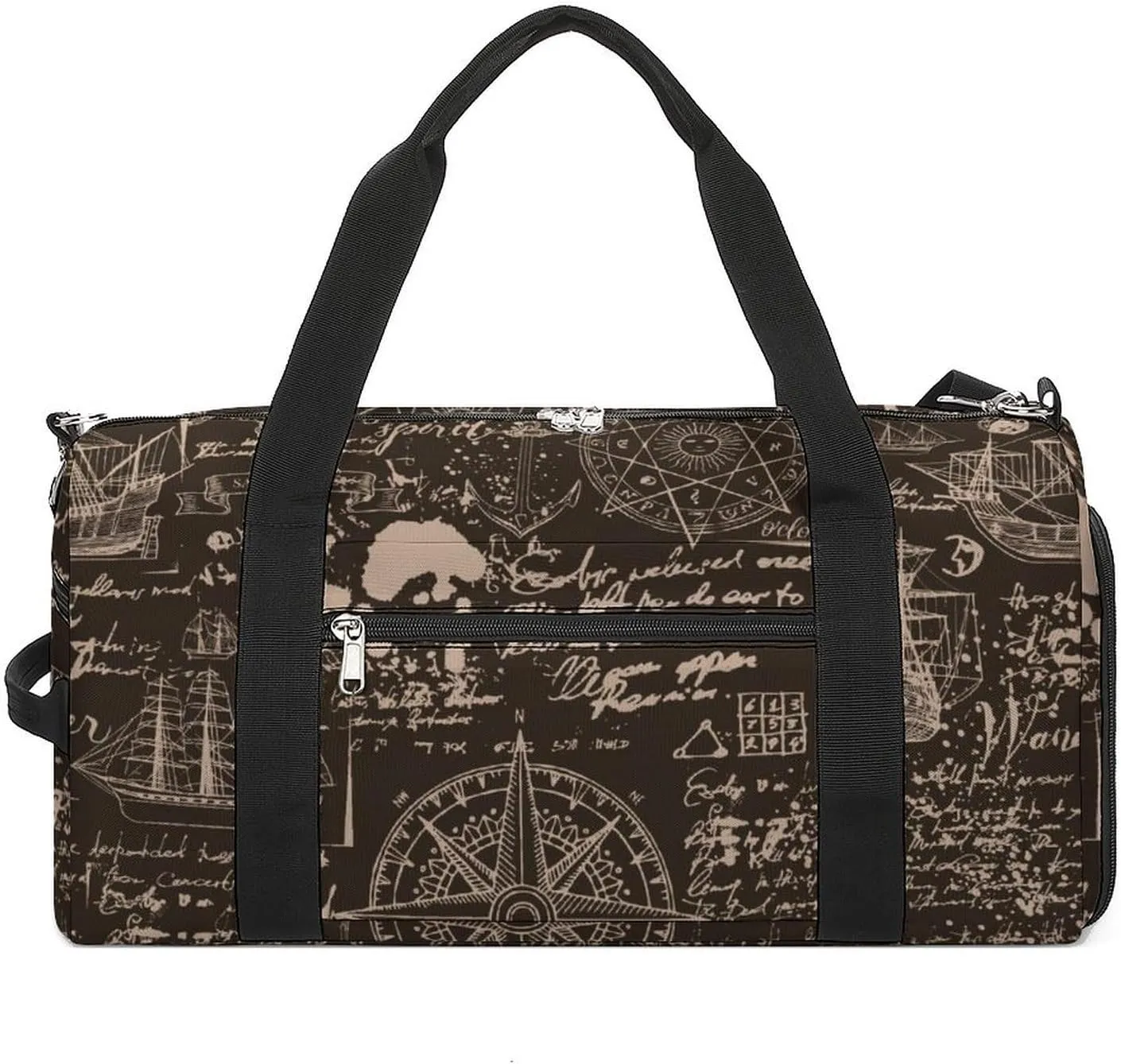 Sport Gym Duffel with Shoe Compartment Wet Pocket, Sea-travel-print Shoulder Travel Bag for Women Men, style-3