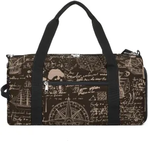 Sport Gym Duffel with Shoe Compartment Wet Pocket, Sea-travel-print Shoulder Travel Bag for Women Men, style-3