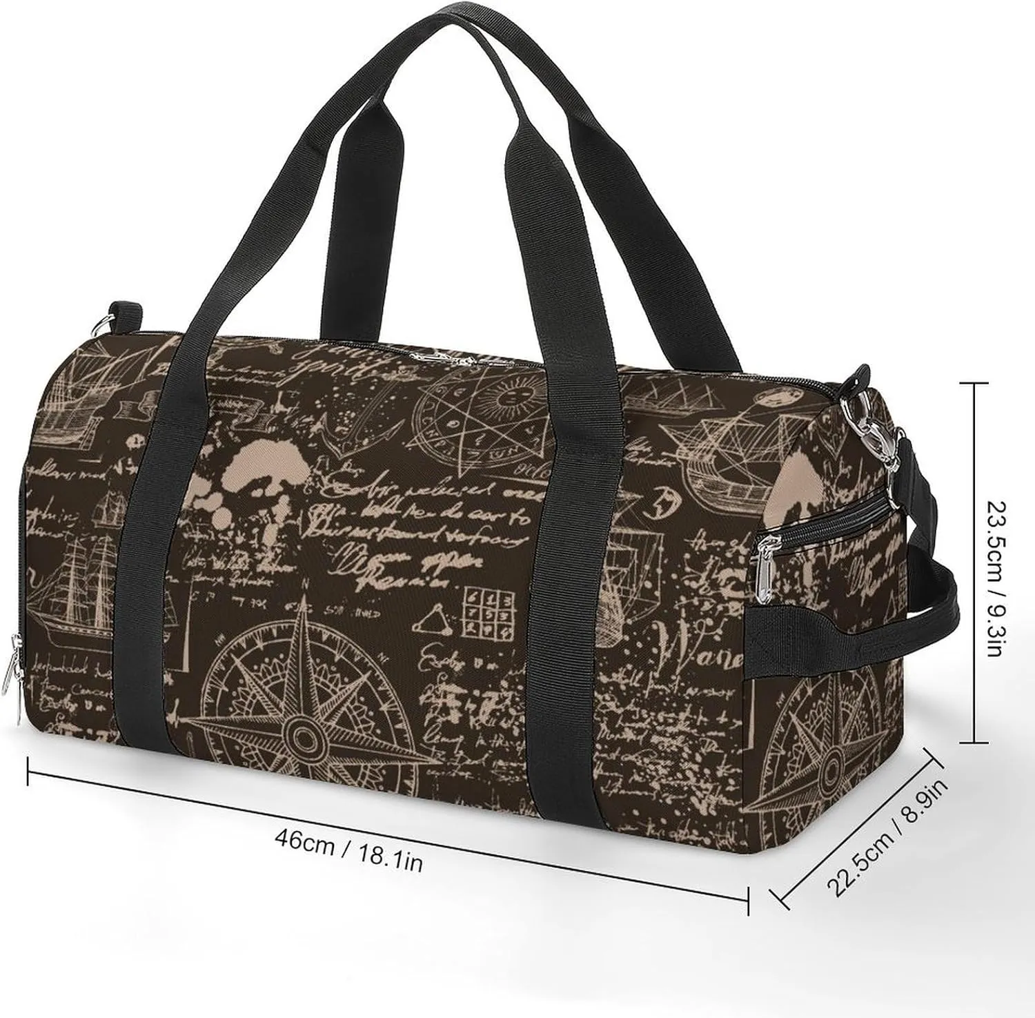 Sport Gym Duffel with Shoe Compartment Wet Pocket, Sea-travel-print Shoulder Travel Bag for Women Men, style-3