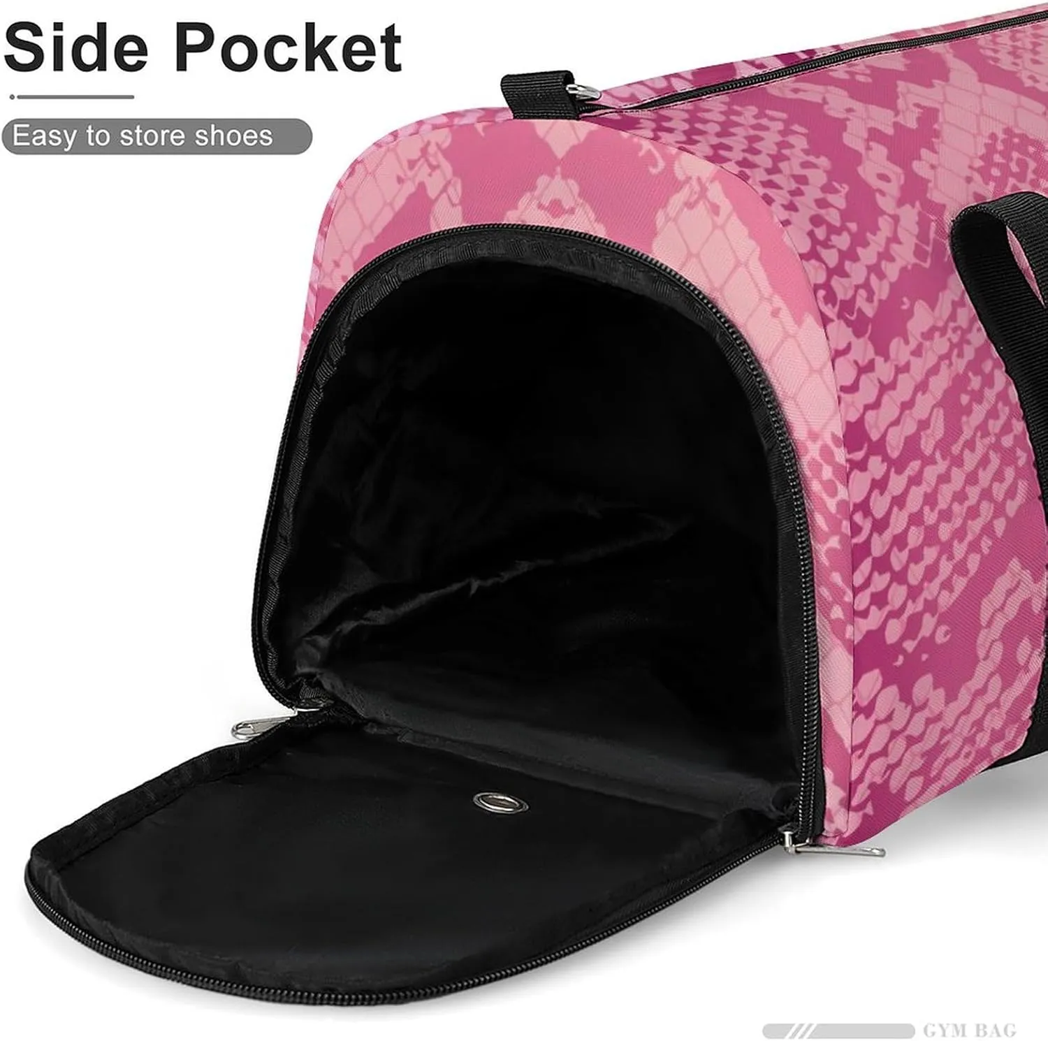 Sport Gym Duffel with Shoe Compartment Wet Pocket, Snakes-pink Shoulder Travel Bag for Women Men, style-2