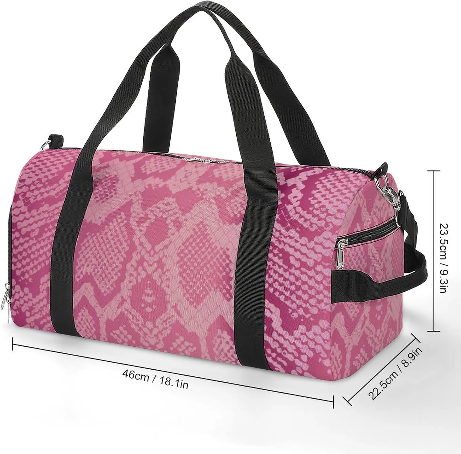 Sport Gym Duffel with Shoe Compartment Wet Pocket, Snakes-pink Shoulder Travel Bag for Women Men, style-2