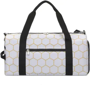 Sport Gym Duffel with Shoe Compartment Wet Pocket, Stylish-hexagonal-design Shoulder Travel Bag for Women Men, style-2