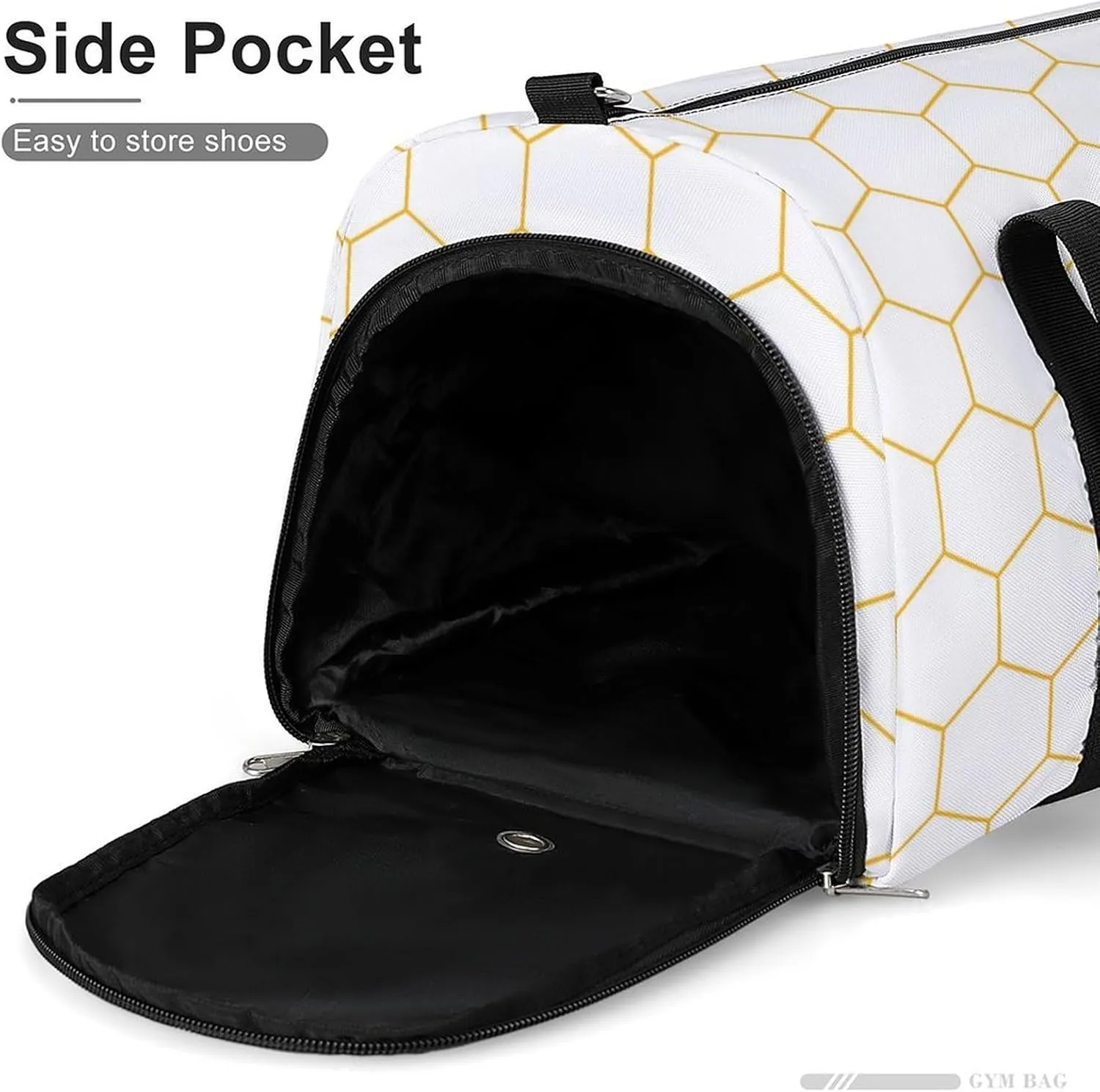 Sport Gym Duffel with Shoe Compartment Wet Pocket, Stylish-hexagonal-design Shoulder Travel Bag for Women Men, style-2