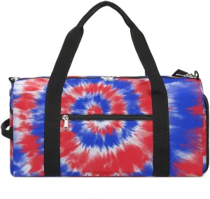 Sport Gym Duffel with Shoe Compartment Wet Pocket, Tie-dye-american-flag Shoulder Travel Bag for Women Men, style-1