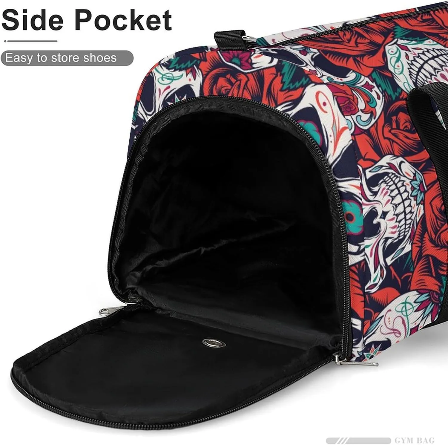 Sport Gym Duffel with Shoe Compartment Wet Pocket, Vintage-day-dead-pattern Shoulder Travel Bag for Women Men, style