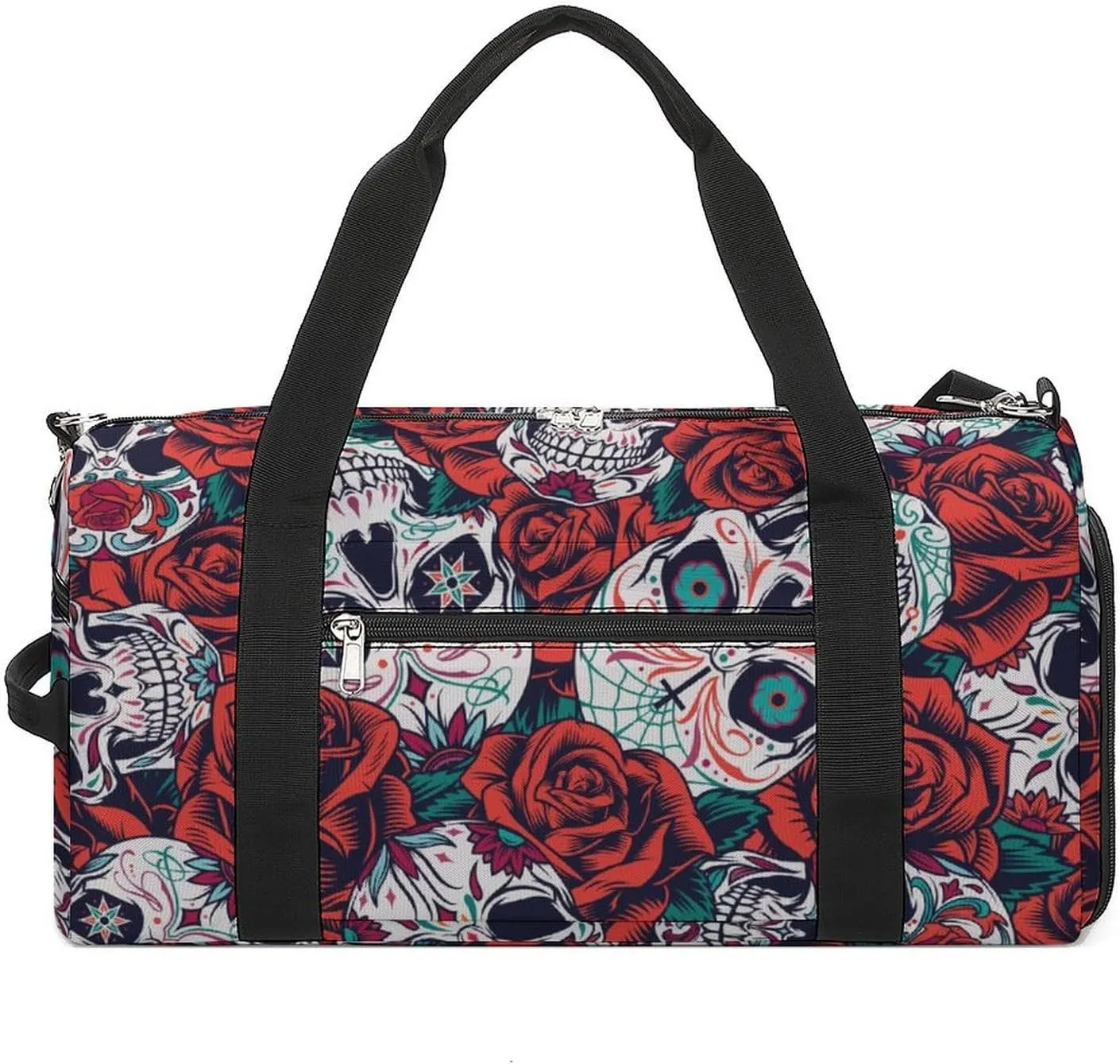 Sport Gym Duffel with Shoe Compartment Wet Pocket, Vintage-day-dead-pattern Shoulder Travel Bag for Women Men, style