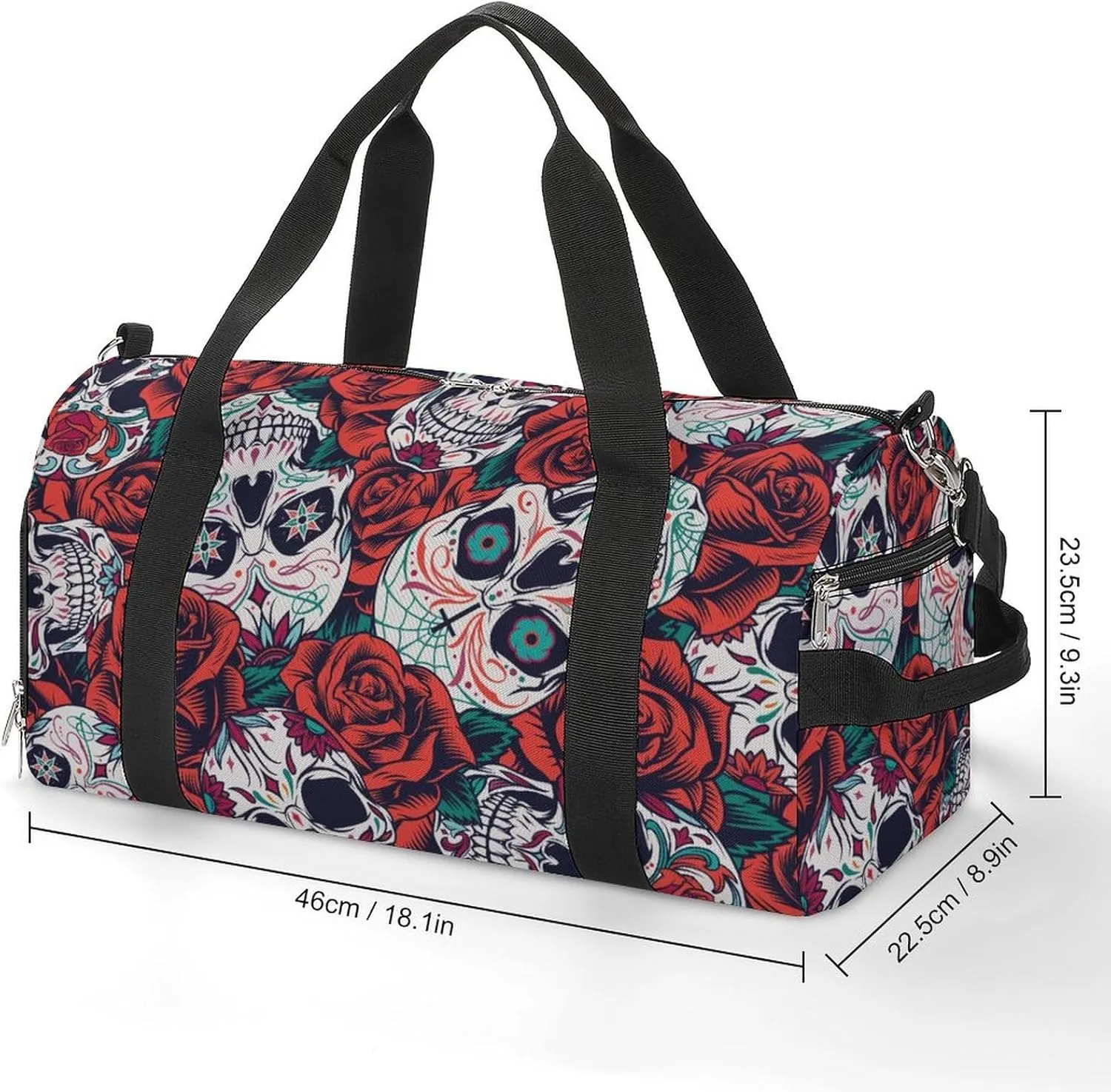 Sport Gym Duffel with Shoe Compartment Wet Pocket, Vintage-day-dead-pattern Shoulder Travel Bag for Women Men, style