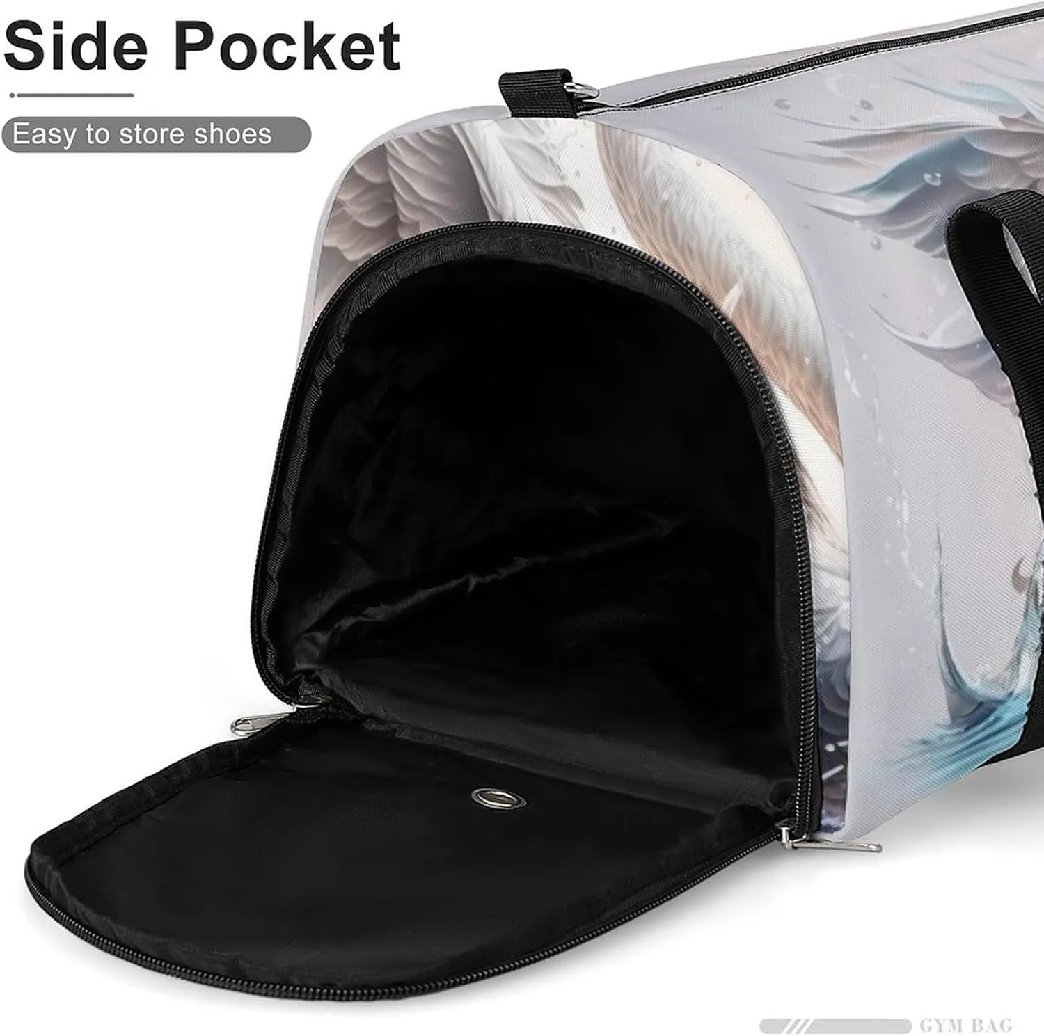 Sport Gym Duffel with Shoe Compartment Wet Pocket, Watercolor Swan Cartoon Style Shoulder Travel Bag for Women Men