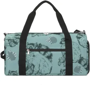 Sport Gym Duffel with Shoe Compartment Wet Pocket, Wild-ringtailed-lemur-print Shoulder Travel Bag for Women Men, style-4