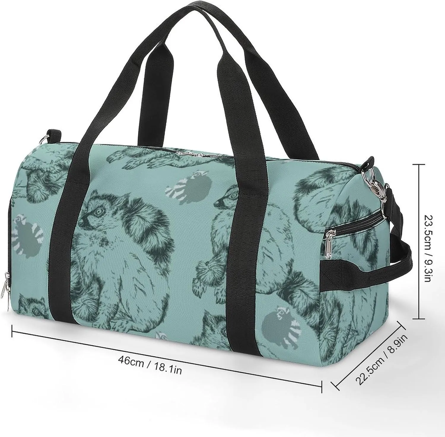 Sport Gym Duffel with Shoe Compartment Wet Pocket, Wild-ringtailed-lemur-print Shoulder Travel Bag for Women Men, style-4
