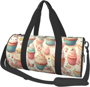 Sports Duffel Bag Easter-Rabbit-Ears-Cupcakes Foldable Travel Tote Bag Weekender Sleepover Carry On Bag