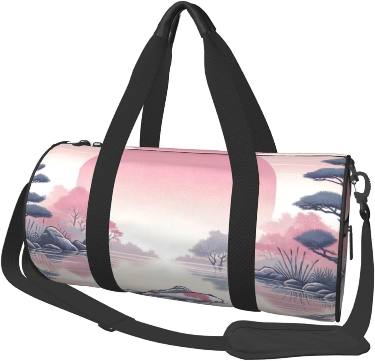 Sports Duffel Bag Fish-Sunset-Koi-Carp-Japanese Foldable Travel Tote Bag Weekender Sleepover Carry On Bag