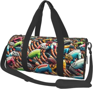 Sports Duffel Bag France-Bike-Cyclist Foldable Travel Tote Bag Weekender Sleepover Carry On Bag