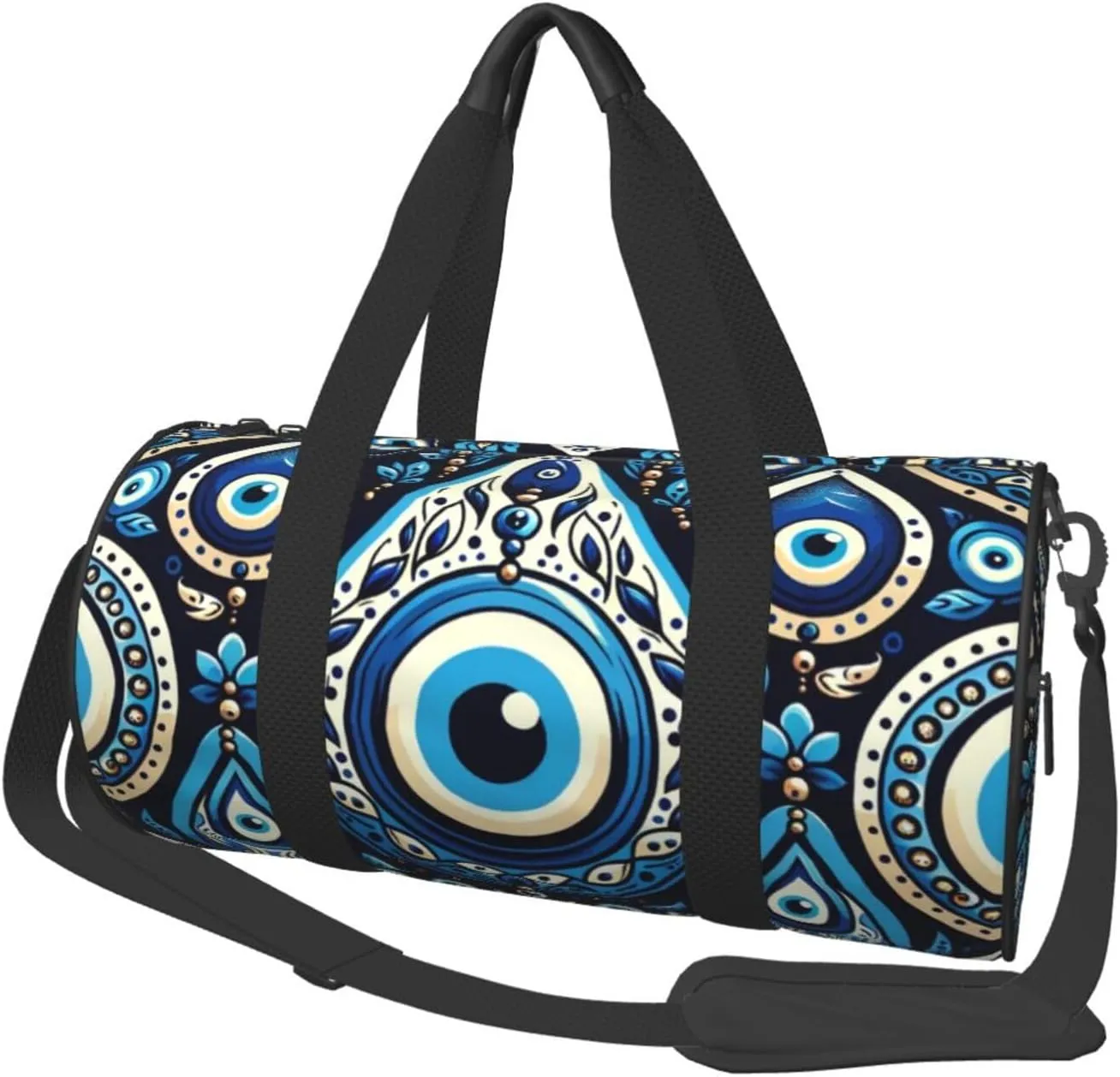 Sports Duffel Bag Greek-Bead-Turkish-Nazar-Amulet Foldable Travel Tote Bag Weekender Sleepover Carry On Bag