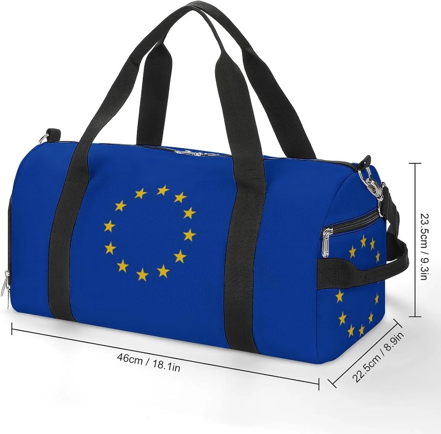 Sports Duffel Bag with European Union Flag for Men Women Shoe Compartment Weekender