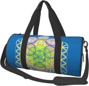 Sports Duffel Flower Of Sacred Geometry Ancient Colorful Round Gym Bag For Men/Women Dance Travel Weekender