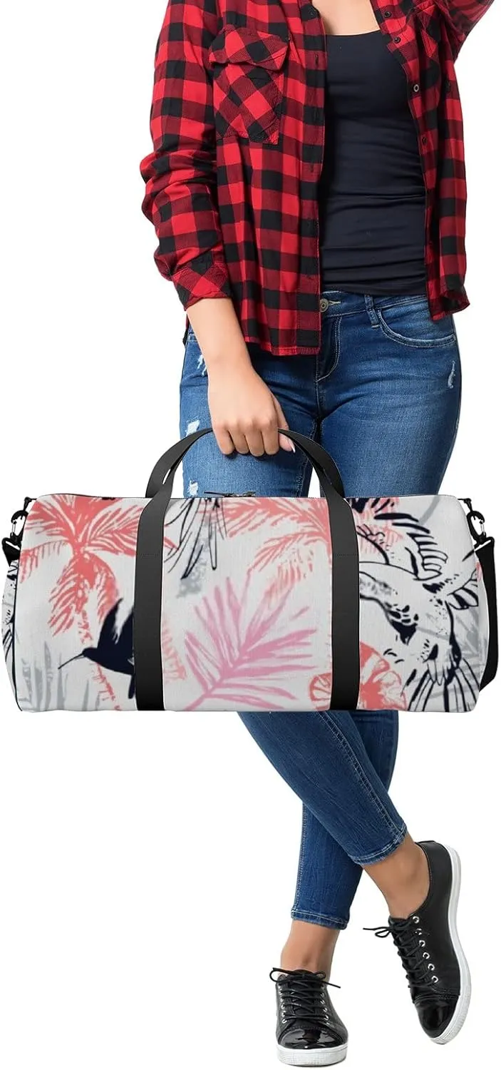 Sports Gym Bag for Women and Men Waterproof Abstract Tropical Pattern Bright Hand Drawn Style Duffel Bag Lightweight Carryon Traveling Boarding Gripsack