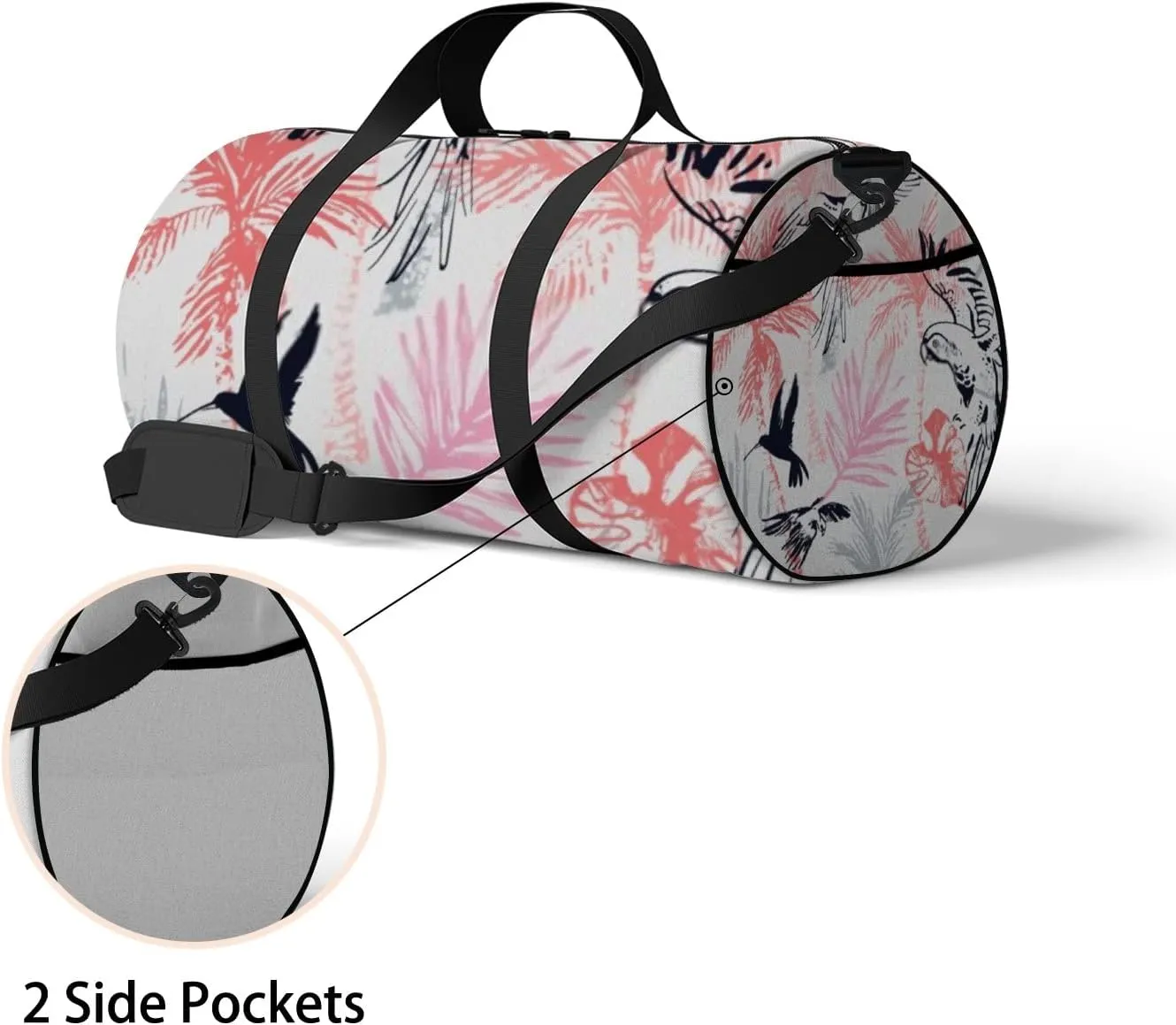 Sports Gym Bag for Women and Men Waterproof Abstract Tropical Pattern Bright Hand Drawn Style Duffel Bag Lightweight Carryon Traveling Boarding Gripsack