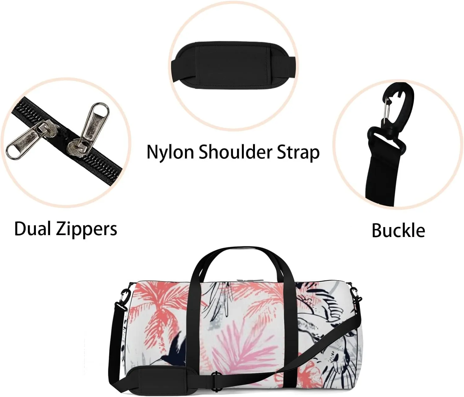 Sports Gym Bag for Women and Men Waterproof Abstract Tropical Pattern Bright Hand Drawn Style Duffel Bag Lightweight Carryon Traveling Boarding Gripsack