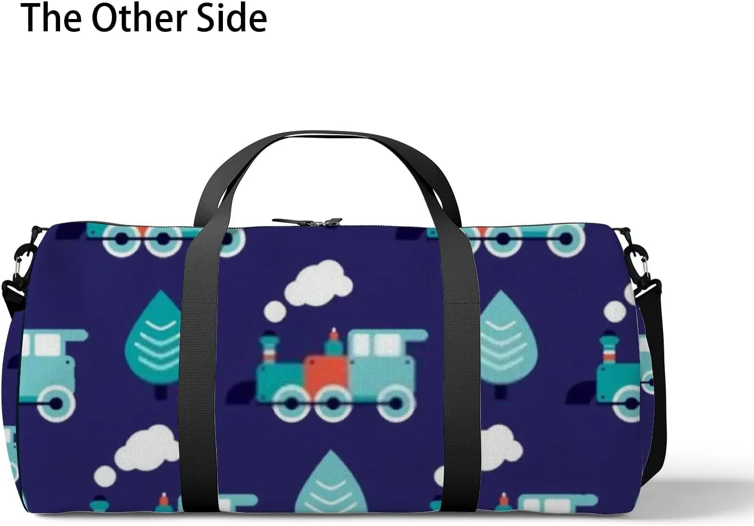 Sports Gym Bag for Women and Men Waterproof Blue Retro Style Steam Toy Train Duffel Bag Lightweight Carryon Traveling Boarding Gripsack
