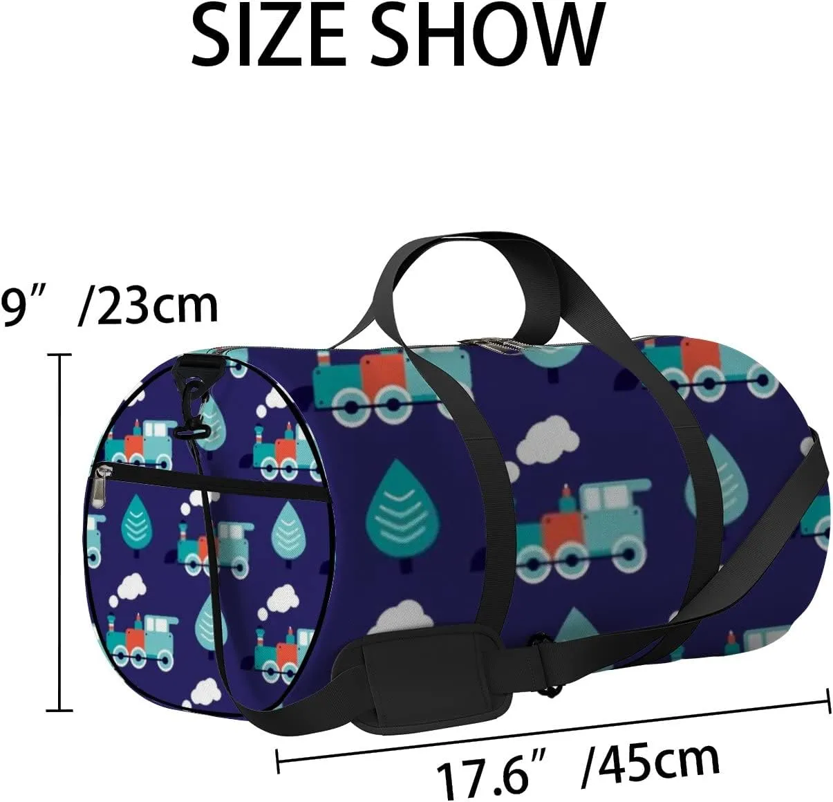 Sports Gym Bag for Women and Men Waterproof Blue Retro Style Steam Toy Train Duffel Bag Lightweight Carryon Traveling Boarding Gripsack