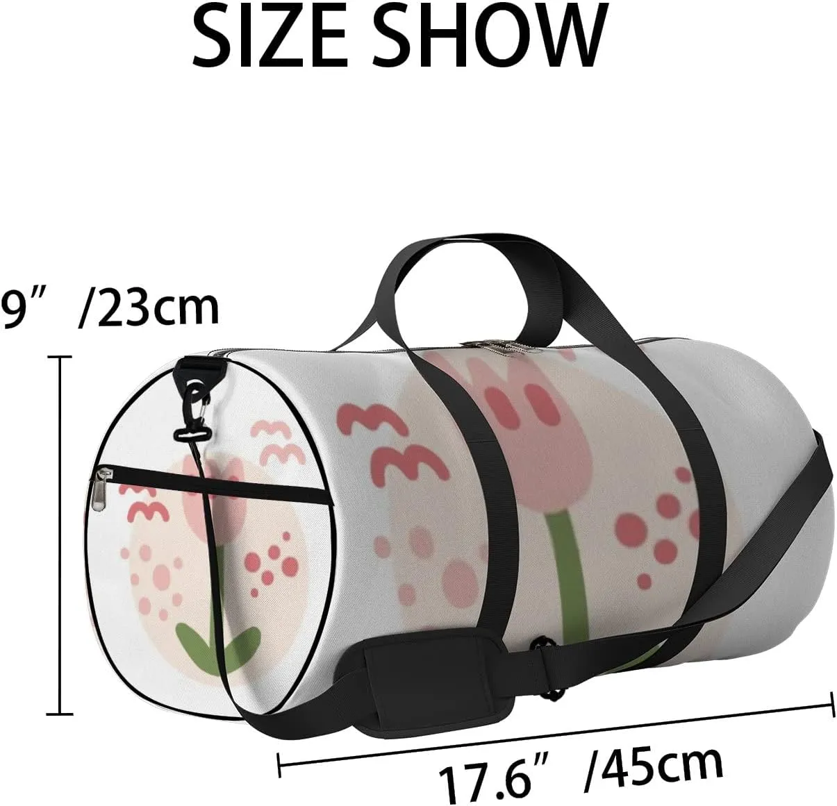 Sports Gym Bag for Women and Men Waterproof Childlike Floral Cute Design Trendy Hand Drawn Style Duffel Bag Lightweight Carryon Traveling Boarding Gripsack