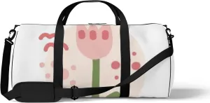 Sports Gym Bag for Women and Men Waterproof Childlike Floral Cute Design Trendy Hand Drawn Style Duffel Bag Lightweight Carryon Traveling Boarding Gripsack